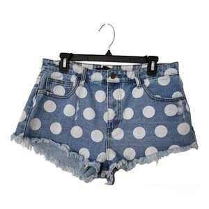 Forever 21 Blue Jean Shorts with White Polka Dots